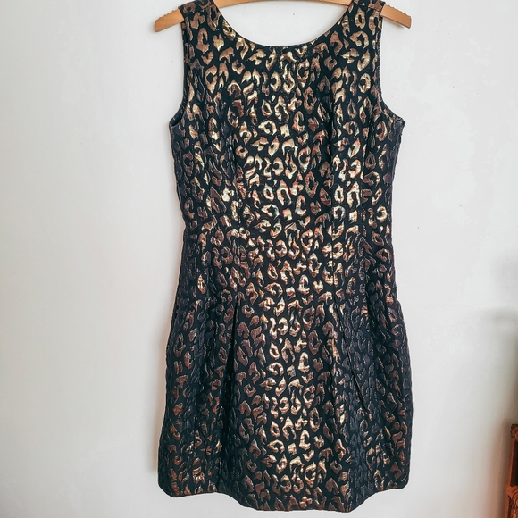 Cynthia Steffe Logan Metallic Jacquard Leopard Print Dress - Picture 7 of 7
